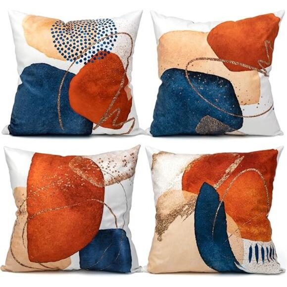 Throw Pillow Covers 18x18 Set of 4 Mid Century Modern Decorative Throw Pillows - Picture 7 of 7
